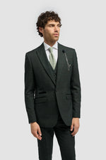 Caridi - Sacou bărbătesc din tweed verde măsliniu
