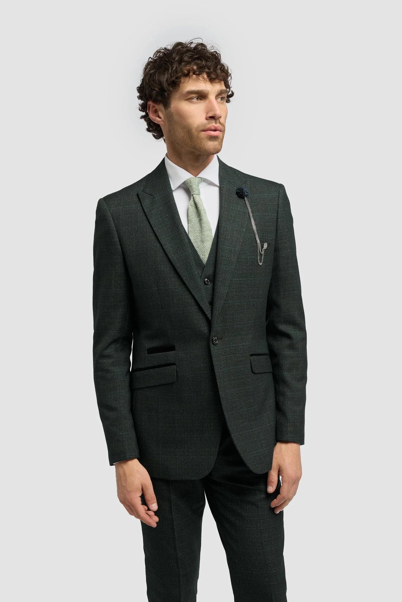 Caridi - Sacou bărbătesc din tweed verde măsliniu