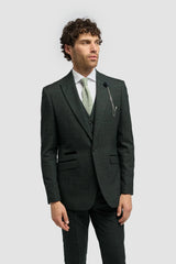 Caridi - Sacou bărbătesc din tweed verde măsliniu