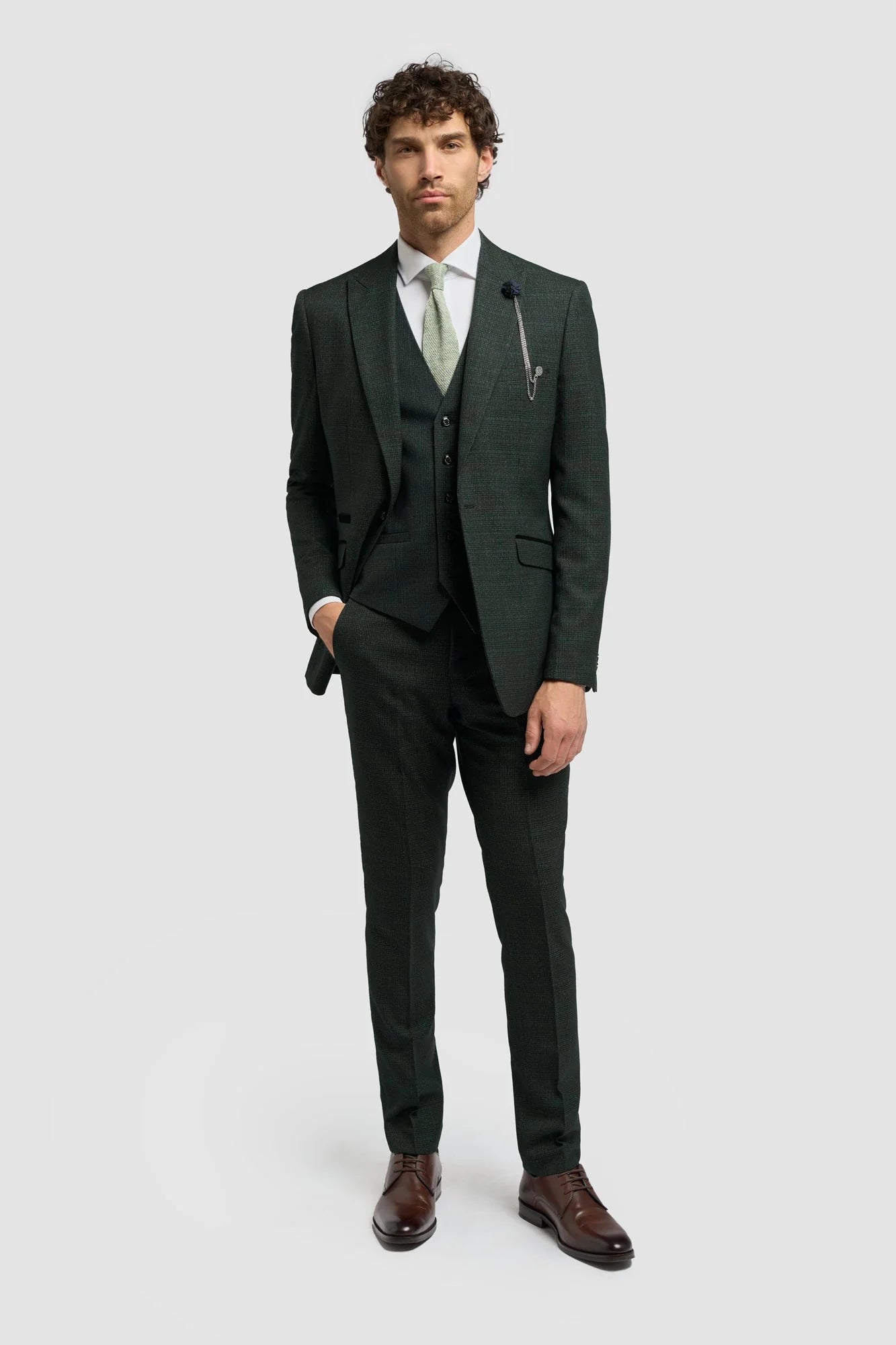 Caridi - Sacou bărbătesc din tweed verde măsliniu