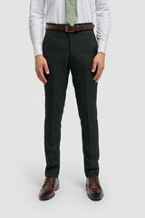 Pantaloni bărbătești din tweed verde măsliniu Caridi