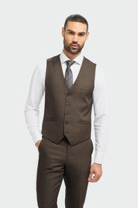 Vestă bărbătească din tweed maro Caridi