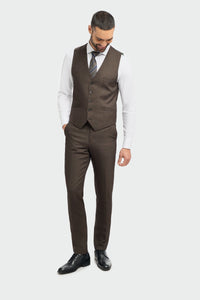 Vestă bărbătească din tweed maro Caridi