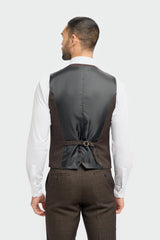 Vestă bărbătească din tweed maro Caridi