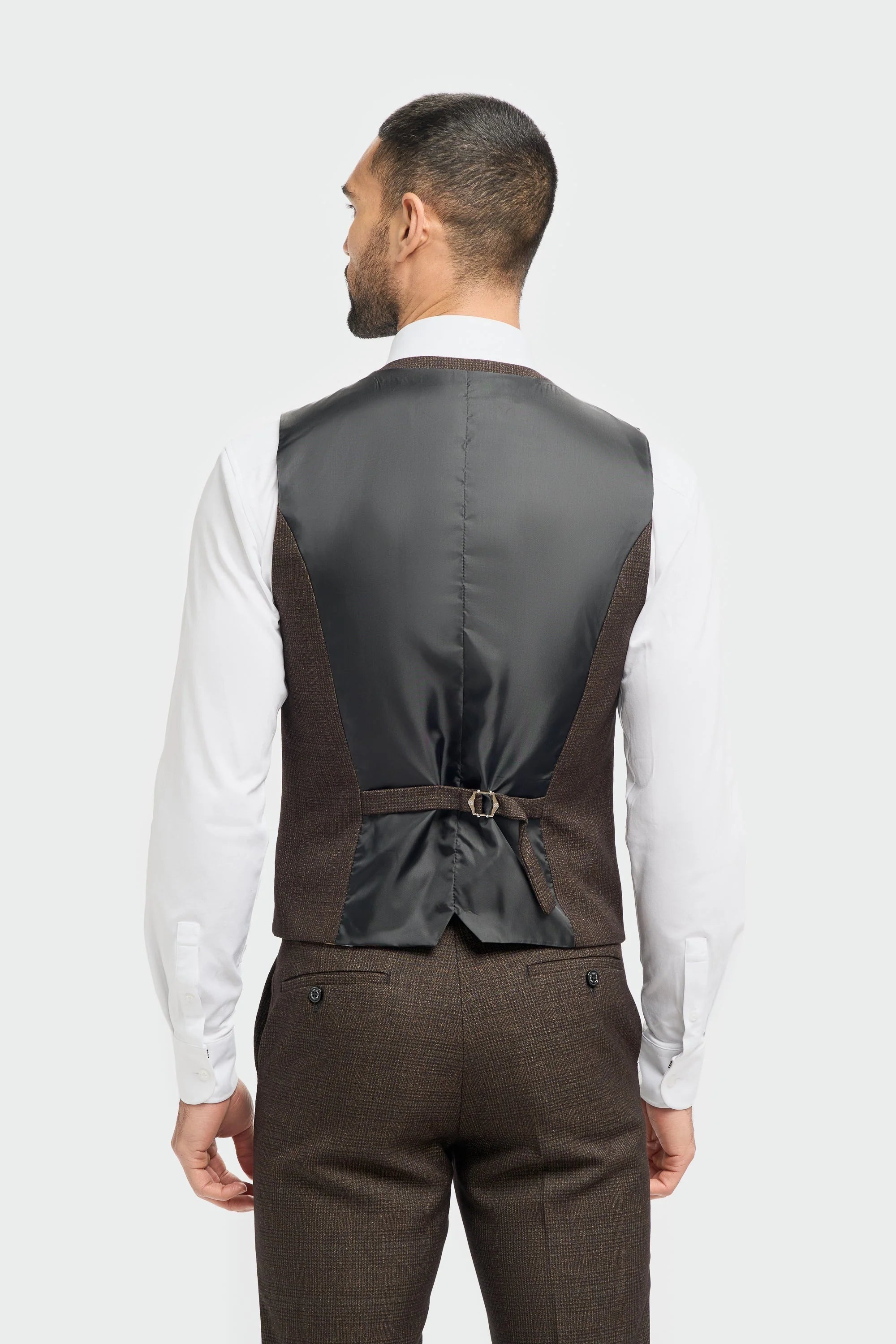 Vestă bărbătească din tweed maro Caridi
