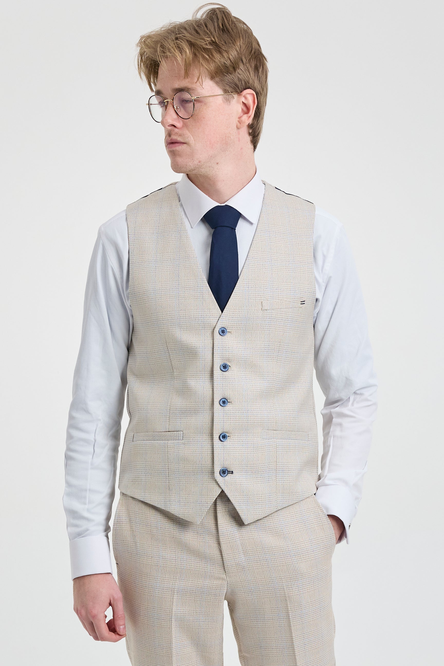 Costum de mireasă bărbătesc crem din 3 piese - Cavani Caridi