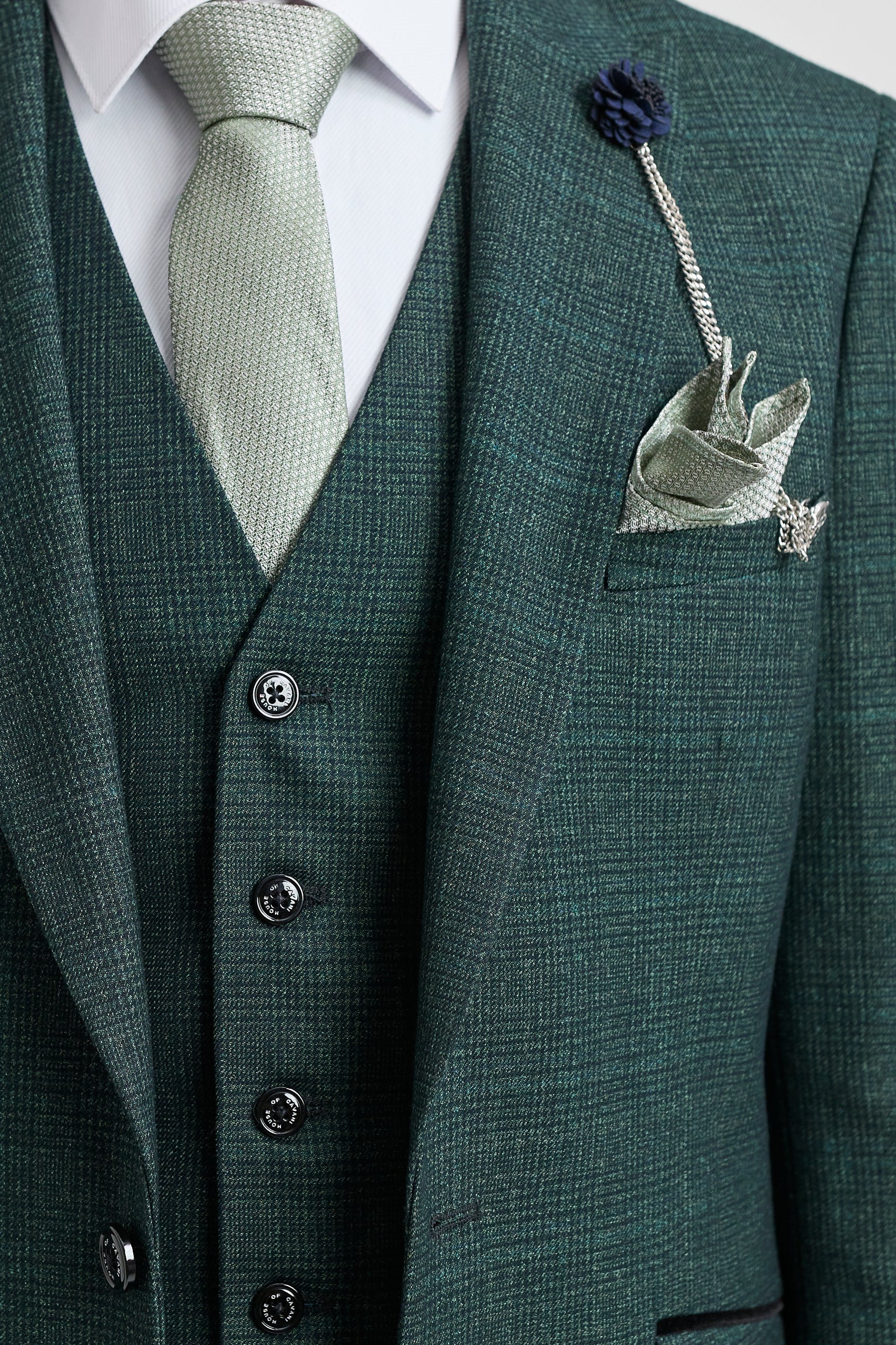 Costum bărbătesc din 3 piese, în carouri, tweed, verde măsliniu, croială croită, pentru nuntă, Peaky Classic