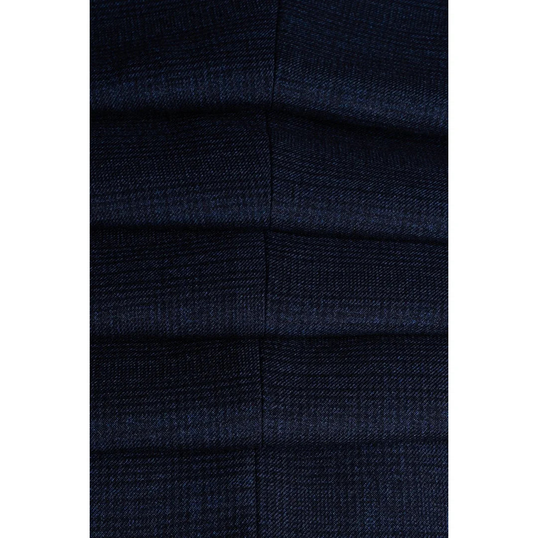 Caridi - Men's Tweed Navy Blue Waistcoat