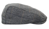 Cavani Albert Mens Tweed Flat Cap - Herringbone Tweed Wool Grandad Flat Hats Vintage - Tan Brown/Charcoal Grey