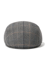 Șapcă plată Cavani Albert pentru bărbați din tweed - pălării plate vintage din lână tweed cu spic de hering - maro deschis/gri cărbune