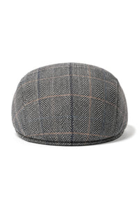 Șapcă plată Cavani Albert pentru bărbați din tweed - pălării plate vintage din lână tweed cu spic de hering - maro deschis/gri cărbune