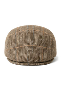 Șapcă plată Cavani Albert pentru bărbați din tweed - pălării plate vintage din lână tweed cu spic de hering - maro deschis/gri cărbune