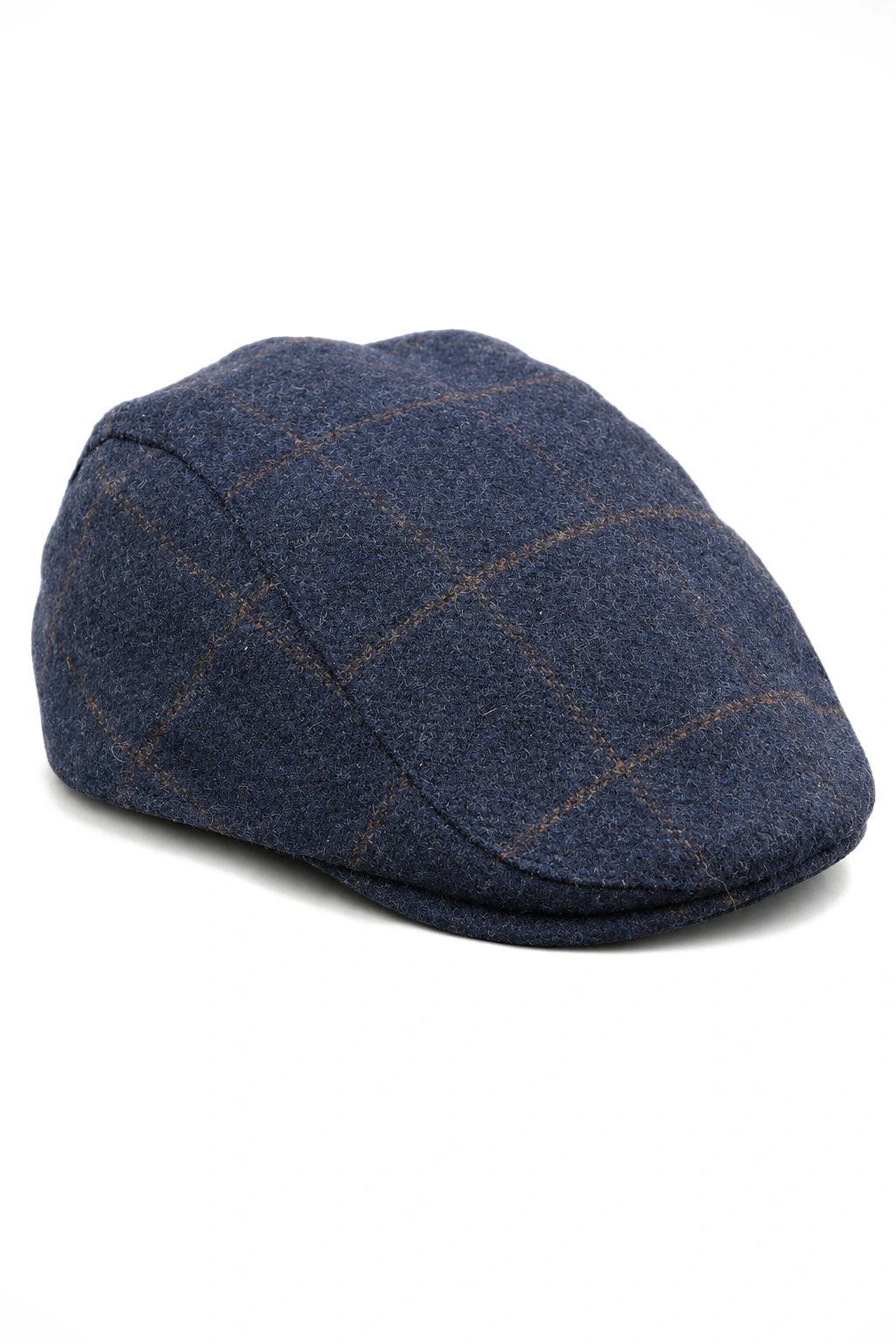 Șapcă plată Cavani Kempson - Pălărie bărbătească din lână Tweed cu carouri, stil Grandad, vintage - Verde măsliniu/albastru marin