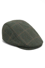 Șapcă plată Cavani Kempson - Pălărie bărbătească din lână Tweed cu carouri, stil Grandad, vintage - Verde măsliniu/albastru marin