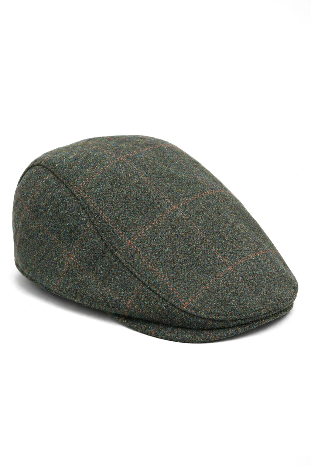 Șapcă plată Cavani Kempson - Pălărie bărbătească din lână Tweed cu carouri, stil Grandad, vintage - Verde măsliniu/albastru marin