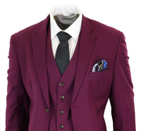 Cavani Magnus - Men's 3 Piece Cassic Burgundy Wine Suit