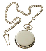 Classic 1920's Style Pocket Silver Watch with Chain