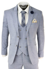 Mens Light Blue 3 Piece Suit