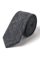 Batistă de buzunar bărbătească gri cu model herringbone din tweed, în carouri, clasică