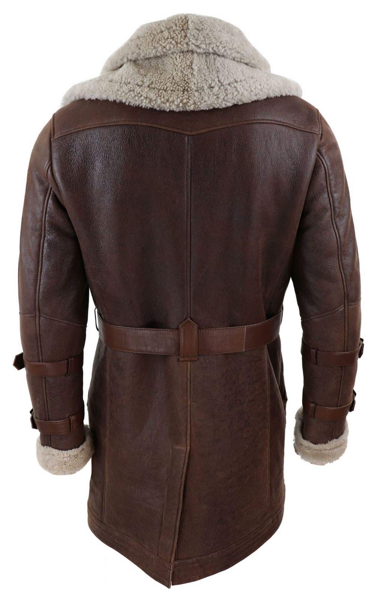 Mens 3/4 Shearling Sheepskin Long Jacket