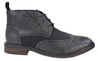 Mens Leather & Tweed Laced Ankle Boots