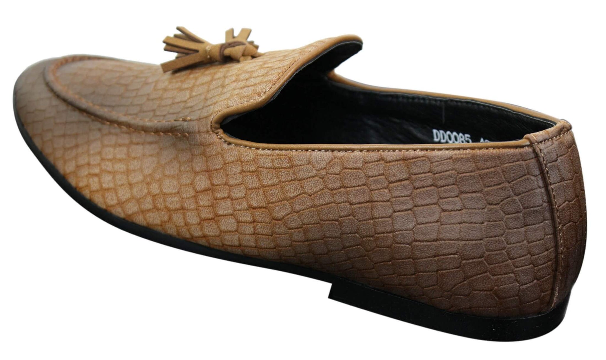Elong DD0085 - Mens Snake Crocodile Leather PU Loafers Driving Shoes Slip On Tassel Comfort Vintage