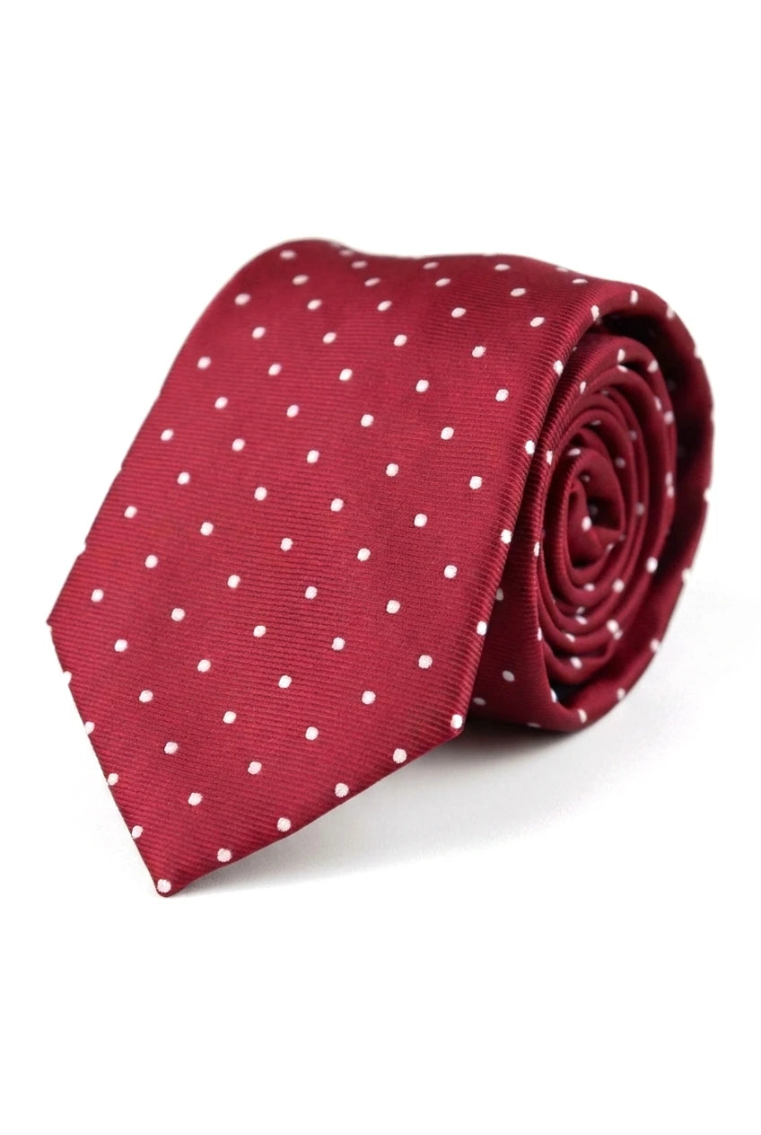Set cadou cravată cu buline, butoni de manșetă, ace de cravată, satin cu buline