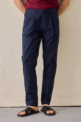 Costum bărbătesc elegant casual bleumarin, stil safari, cu guler înalt, elastic