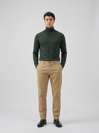 Pantaloni chino bărbătești kaki, din amestec de in, material subțire de vară din bumbac Tencel