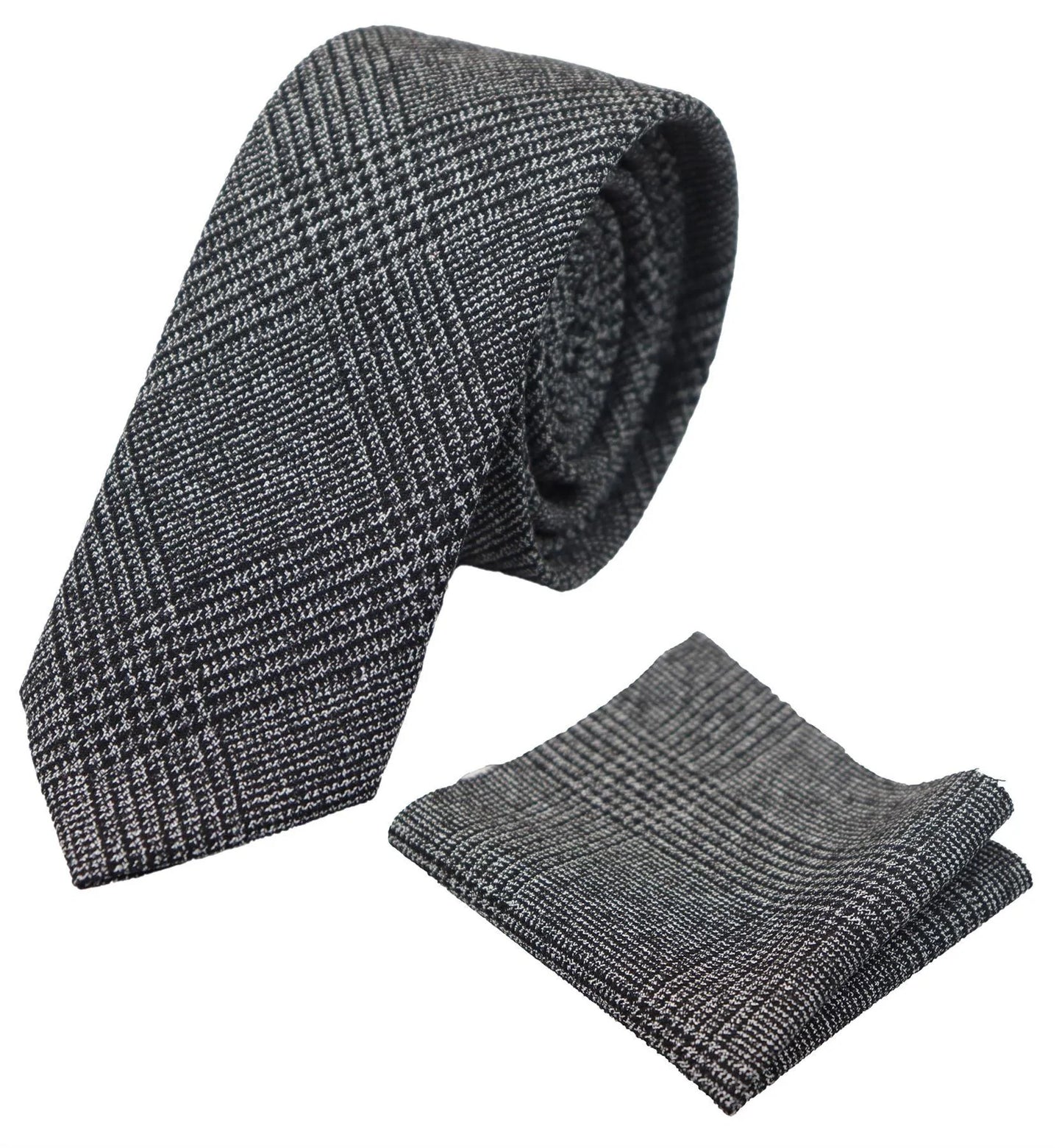 Compare Color Mens Tweed Herringbone Tie Pocket Square Check Classic Grey