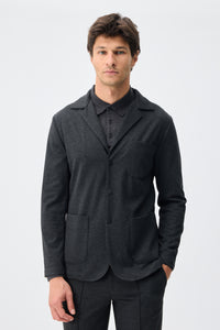 Sacou elegant casual pentru bărbați, din jerseu moale, cărbune