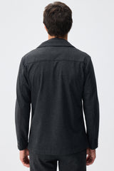 Sacou elegant casual pentru bărbați, din jerseu moale, cărbune