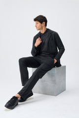 Sacou elegant casual pentru bărbați, din jerseu moale, cărbune