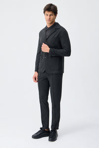 Sacou elegant casual pentru bărbați, din jerseu moale, cărbune