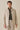 Costum bărbătesc bej elegant casual din două piese, stil safari, cu guler înalt, elastic