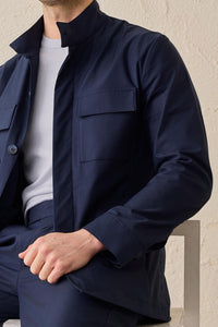 Jachetă utilă bleumarin pentru bărbați, ușoară, din amestec de bumbac, elegantă, casual