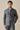 Costum bărbătesc verde salvie, elegant, casual, din două piese, stil safari, cu guler înalt, elastic
