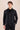 Costum bărbătesc negru din in, elegant, casual, din două piese, stil safari, de vară