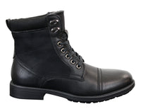 Mens Leather Suede PU Fleece Army Combat Military Ankle Boots Retro