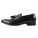 Men's Patent Tassel Slip On Green Loafers