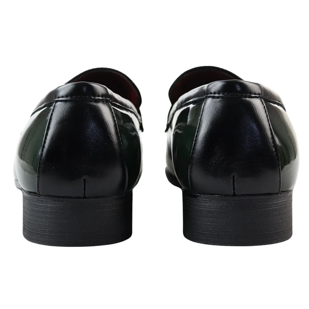 Men's Patent Tassel Slip On Green Loafers