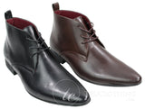 Mens Black Brown Leather Ankle Boots Italian Smart Chesea Dealer Slip On
