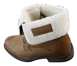 Mens Tan Brown Military Ankle Leather Fleece Fur Lined Casual Army Combat Boots