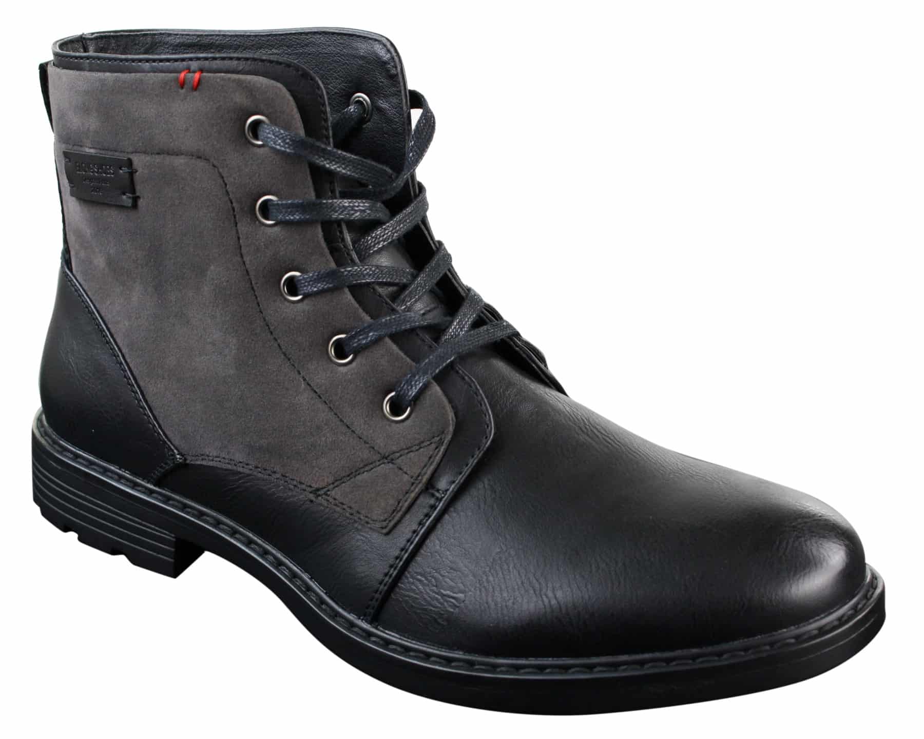 Mens PU Leather & Suede Lace Ankle Combat Cowboy Military Army Biker Boots Shoes