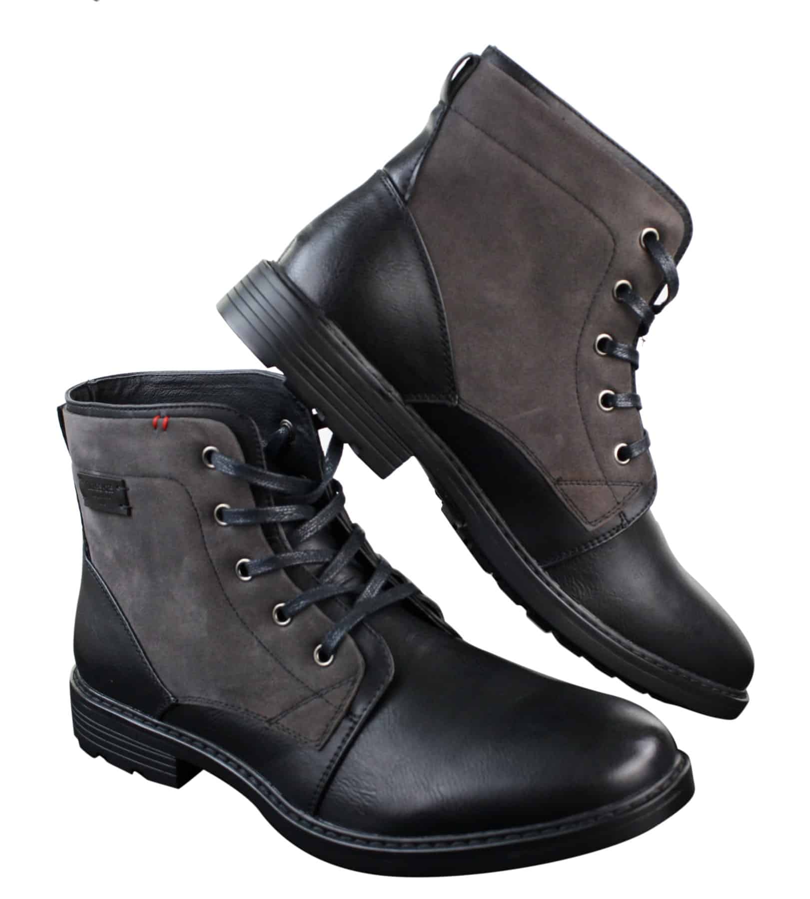 Mens PU Leather & Suede Lace Ankle Combat Cowboy Military Army Biker Boots Shoes