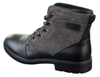 Mens PU Leather & Suede Lace Ankle Combat Cowboy Military Army Biker Boots Shoes