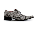 Mens Grey Snakeskin Design Shoes with Metal Toe