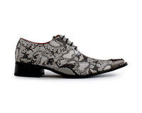 Mens Grey Snakeskin Design Shoes with Metal Toe