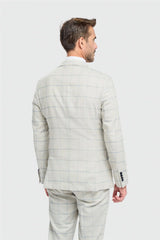 Gabriel - Men's Grey 2 Piece Linen Checked Suit