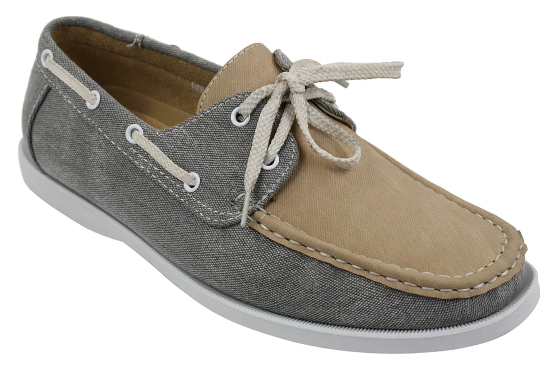 Mens Retro Denim Style Vintage Deck Boat Shoes Smart Casual Laced Navy Washed